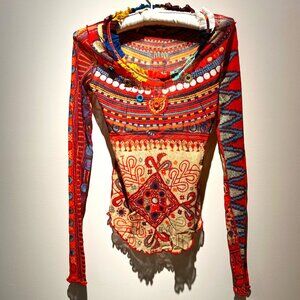 Jean Paul Gaultier SS94 Les Tatouages Mesh Top, Sz M, Used; Very Good Condition